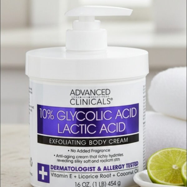 Advanced Clinicals Body cream 10% Glycolic + Lactic Acid- 454g