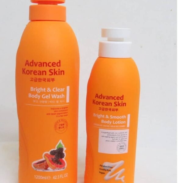 Advance Korean Bright and Clear Gel Wash & Body Lotion Set for bright, soft, and smooth skin
