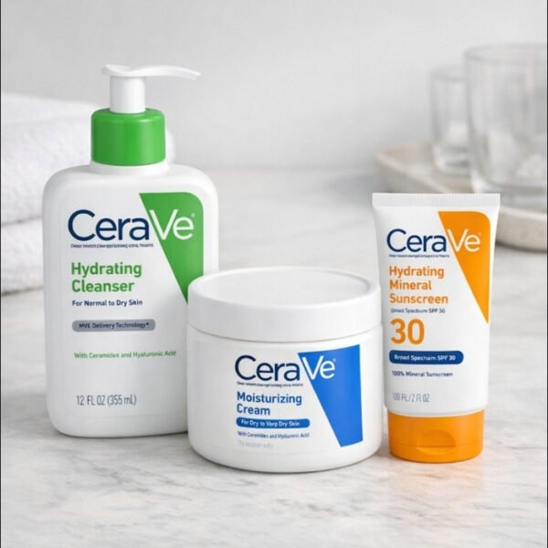CeraVe Cleanser, Moisturizer & Sunscreen Set for hydrated, protected, and healthy skin