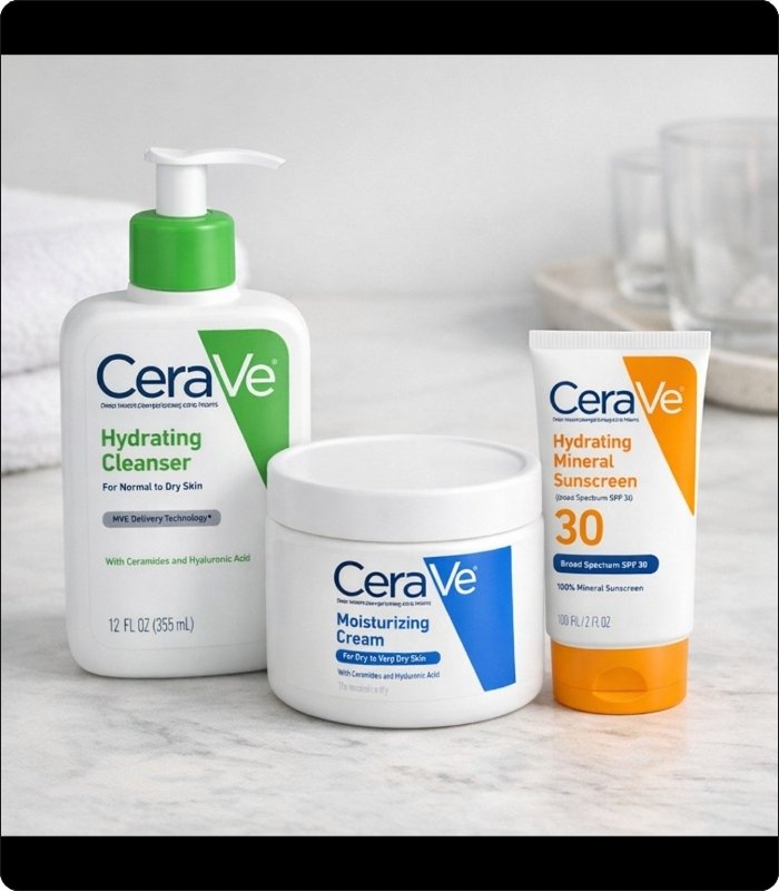 CeraVe Cleanser, Moisturizer & Sunscreen Set for hydrated, protected, and healthy skin