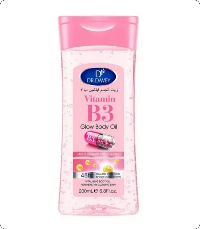 Dr Davey Vitamin B3 Glow Body Oil 200ml for smooth and glowing skin
