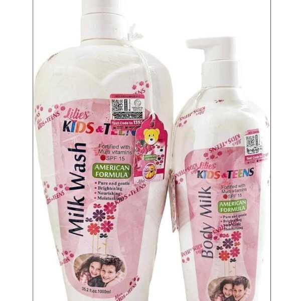 Lilies Kids & Teen Milk Wash and Body Milk Set for soft and nourished skin