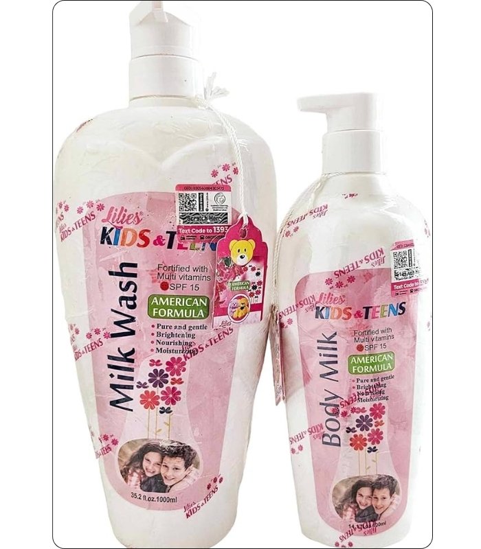 Lilies Kids & Teen Milk Wash and Body Milk Set for soft and nourished skin