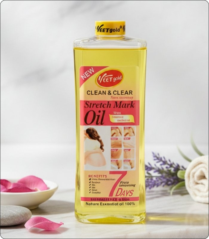 Veet Gold Clean and Clear Stretch Mark Oil 1000ml for smooth and hydrated skin